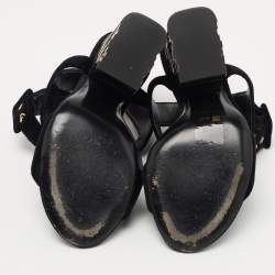 Louis Vuitton Black Velvet Ankle Wrap Sandals Size 36