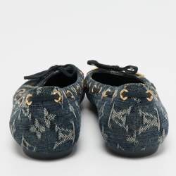 Pre Owned Louis Vuitton Blue Denim Monogram Ballet Flats Size 37