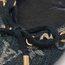 Pre Owned Louis Vuitton Blue Denim Monogram Ballet Flats Size 37