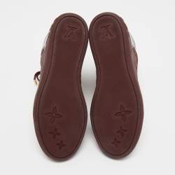Louis Vuitton Burgundy Leather and Embossed Monogram Suede Millenium High Top Sneakers Size 37.5