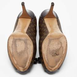 Louis Vuitton Brown Monogram Canvas and Patent Leather Bow Peep Toe Pumps Size 39