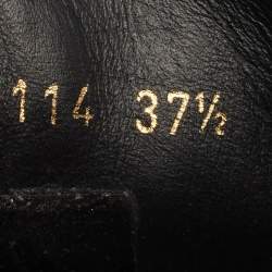 Pre Owned Louis Vuitton Black Leather and Embossed Monogram Suede Millenium Wedge Sneakers Size 37.5