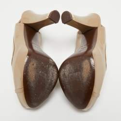 مملوكة مسبقًا Louis Vuitton Beige Monogram Vernis Leather Tamara Slingback Pumps Size 37.5