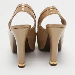 مملوكة مسبقًا Louis Vuitton Beige Monogram Vernis Leather Tamara Slingback Pumps Size 37.5