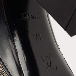 Pre Owned Louis Vuitton Black Leather and Monogram Canvas Rodeo Queen Pumps Size 37.5