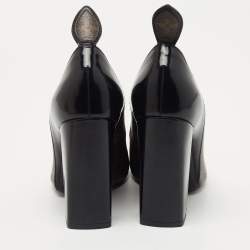 Pre Owned Louis Vuitton Black Leather and Monogram Canvas Rodeo Queen Pumps Size 37.5
