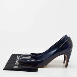 Pre Owned Louis Vuitton Navy Blue Leather Pumps Size 39.5