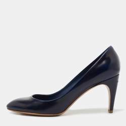 Pre Owned Louis Vuitton Navy Blue Leather Pumps Size 39.5