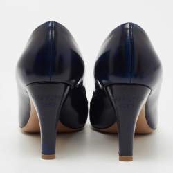 Pre Owned Louis Vuitton Navy Blue Leather Pumps Size 39.5