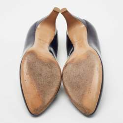Pre Owned Louis Vuitton Navy Blue Leather Pumps Size 39.5