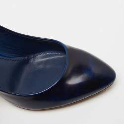 Pre Owned Louis Vuitton Navy Blue Leather Pumps Size 39.5