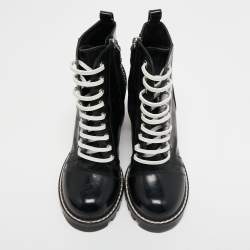 Pre Owned Louis Vuitton Black leather Star Trail Ankle Boots Size 38.5