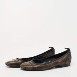 مملوكة مسبقًا Louis Vuitton Brown Monogram Round Toe Ballet Flats Size 37