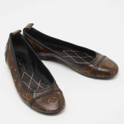 مملوكة مسبقًا Louis Vuitton Brown Monogram Round Toe Ballet Flats Size 37