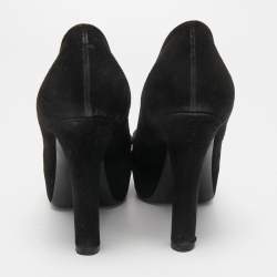 Pre Owned Louis Vuitton Black Suede Peep Toe Pumps Size 39