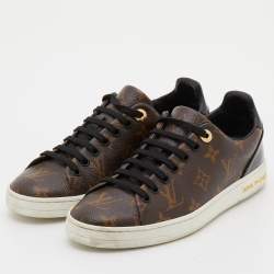 Louis Vuitton Brown Canvas and Patent Leather Frontrow Sneakers