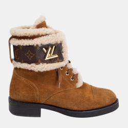 Louis Vuitton Brown Suede/Shearling Ranger Wonderland Combat Boots 38.5