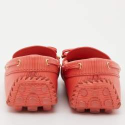 Pre Owned Louis Vuitton Orange Epi Leather Bow Slip On Loafers Size 37