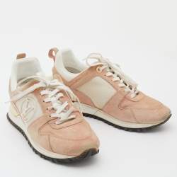 Louis Vuitton Beige/White Suede and Mesh Run Away Low Top Sneakers Size 36.5