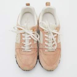 Louis Vuitton Beige/White Suede and Mesh Run Away Low Top Sneakers Size 36.5