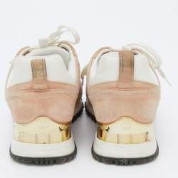 Louis Vuitton Beige/White Suede and Mesh Run Away Low Top Sneakers Size 36.5