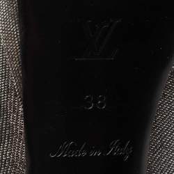 Louis Vuitton Metallic Grey/Black Lurex Fabric Floral Peep Toe Pumps Size 38