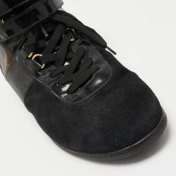 Louis Vuitton Black/Brown Suede, Patent Leather and Monogram Canvas Move Up Sneakers Size 38
