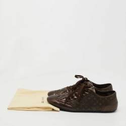 Louis Vuitton Metallic Brown Leather and Monogram Canvas Low Top Sneakers Size 40