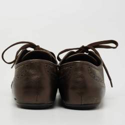 Louis Vuitton Metallic Brown Leather and Monogram Canvas Low Top Sneakers Size 40