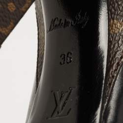 Pre Owned Louis Vuitton Black/Brown Leather and Monogram Canvas Matchmake Pumps Size 36