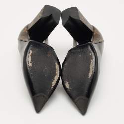 Pre Owned Louis Vuitton Black/Brown Leather and Monogram Canvas Matchmake Pumps Size 36