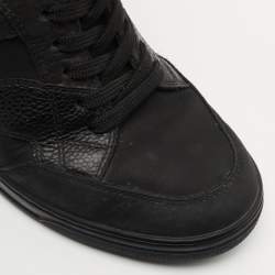 Louis Vuitton Black Leather and Nubuck Wedge Sneakers Size 35 