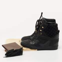 Louis Vuitton Black Leather and Nubuck Wedge Sneakers Size 35 