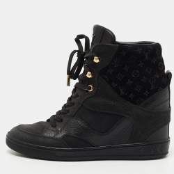 Louis Vuitton Black Leather and Nubuck Wedge Sneakers Size 35 