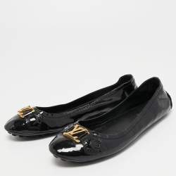 Auth Louis Vuitton Black Patent Leather Ballerina/Ballet Flats Sz  39/8/8.5-NEW!