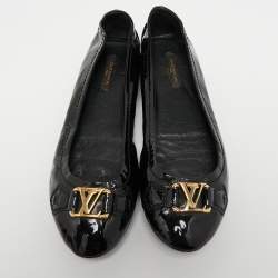 Pre Owned Louis Vuitton Black Patent Leather Oxford Ballet Flats Size 36.5