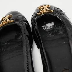 Pre Owned Louis Vuitton Black Patent Leather Oxford Ballet Flats Size 36.5