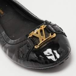 Pre Owned Louis Vuitton Black Patent Leather Oxford Ballet Flats Size 36.5