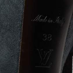 Louis Vuitton Black /Grey Leather and Suede Platform Sandals Size 38