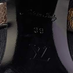 Louis Vuitton Black/Brown Knit Fabric And Monogram Canvas Ankle Boots Size 39 