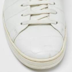 Louis Vuitton White Croc Embossed Leather Frontrow Sneakers Size 40 
