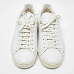 Louis Vuitton White Croc Embossed Leather Frontrow Sneakers Size 40 