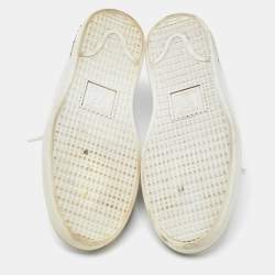 Louis Vuitton White Croc Embossed Leather Frontrow Sneakers Size 40 