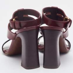 Louis Vuitton Burgundy/Black Leather Ankle Strap Sandals Size 37