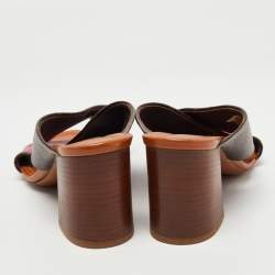 Pre Owned Louis Vuitton Brown/Pink Monogram Canvas Panorama Slide Sandals Size 35