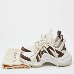 Louis Vuitton White Leather and Monogram Canvas Archlight Sneakers Size 36.5
