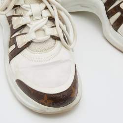 Louis Vuitton White Leather and Monogram Canvas Archlight Sneakers Size 36.5