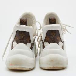 Louis Vuitton White Leather and Monogram Canvas Archlight Sneakers Size 36.5