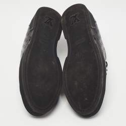 Louis Vuitton Black Monogram Embossed Leather Low Top Sneakers Size 39.5