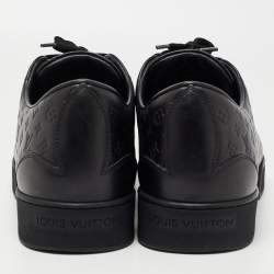 Louis Vuitton Black Monogram Embossed Leather Low Top Sneakers Size 39.5
